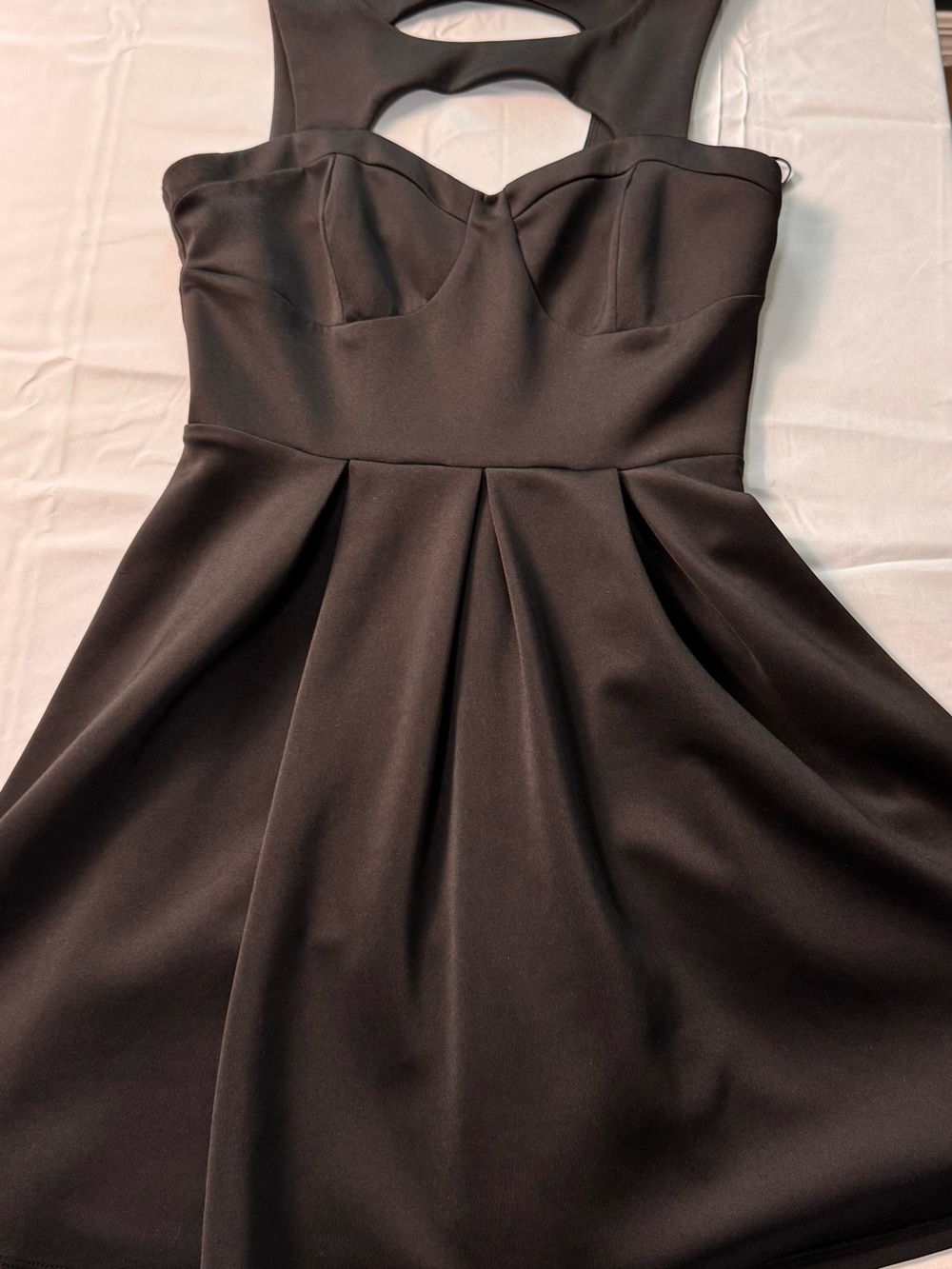 Forever 21 Black Strapless Fit-and-Flare Dress with Cutout Back